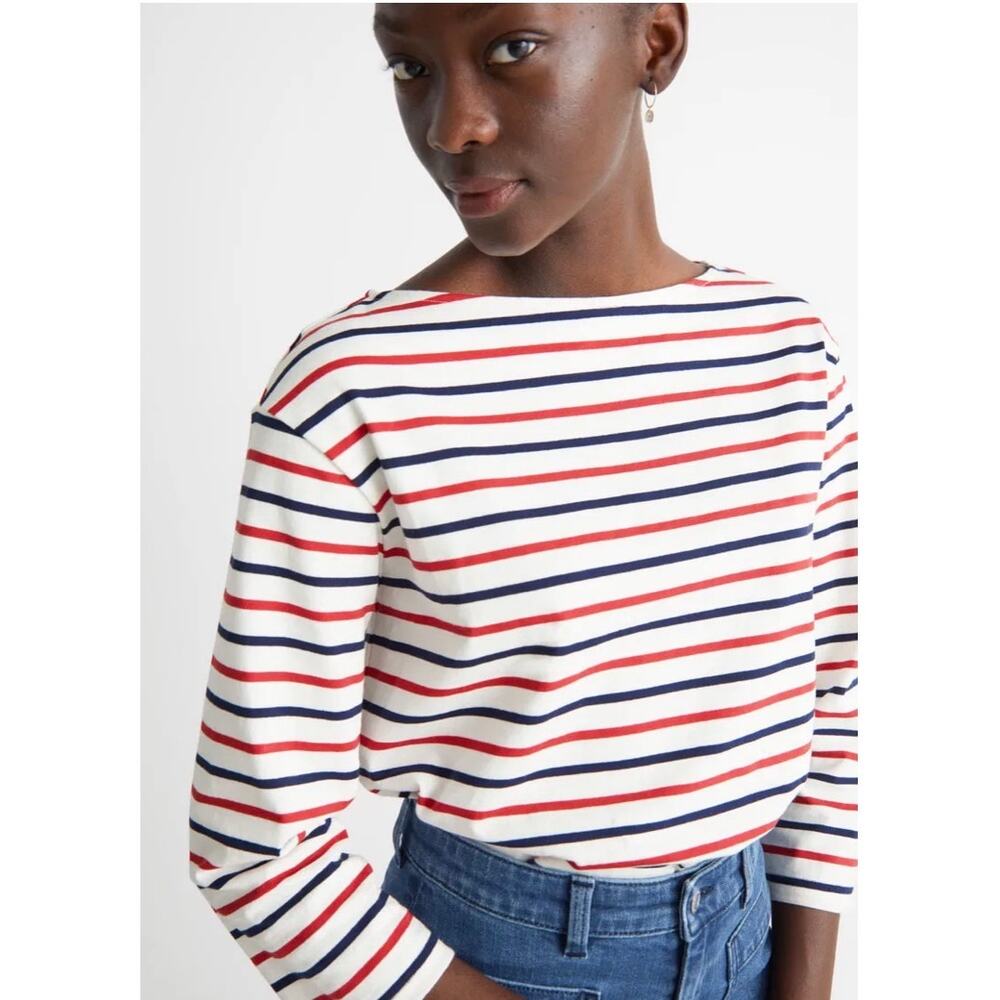 & Other Stories Nautical Breton Stripe Top XS French Girl Tee 100% Cotton Casual